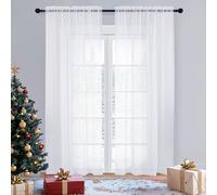 OVZME Lot de 2 Rideaux Transparents de 213,4 cm de Long pour Salon/Chambre à Coucher, Rideaux Transparents Blancs avec Passe-Tringle, Habillage de fenêtre léger et aéré, 106,7 x 213,4 cm (l x L)