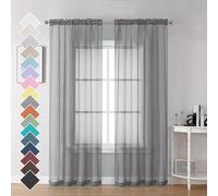 OVZME Lot de 2 Rideaux Transparents Gris de 213,4 cm de Long pour Chambre à Coucher, Rideaux Transparents élégants filtrant la lumière pour Salon, 106,7 x 213,4 cm chacun