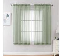 OVZME Lot de 2 Rideaux Transparents Vert Clair de 160 cm de Long pour Chambre à Coucher, Salon, Rideaux Transparents élégants filtrant la lumière, 106 x 160 cm (l x L), Vert Sauge