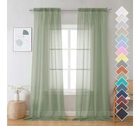 OVZME Lot de 2 Rideaux Transparents Vert Sauge de 274,3 cm de Long pour Ferme, Panneau de fenêtre filtrant la lumière pour Salon, Chambre à Coucher, Salle à Manger, Vert Sauge, 106,7 x 274,3 cm (l x