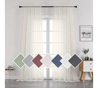 OVZME Rideaux transparents ivoire filtrant la lumière pour fenêtre, pour salon, chambre à coucher et fête de mariage, voile, joli sens vertical, porte coulissante en verre, par panneau 106,7 x 243,8