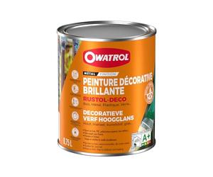 OWATROL-RUSTOL DECO BRILLANT-Peinture antirouille décorative-Terre Brune (RAL 8028)-0.75 litre