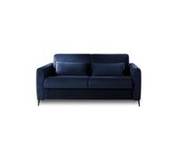 Owen - canapé lit 3 places convertible express couchage quotidien 140 cm matelas 12 cm en velours - Bleu nuit