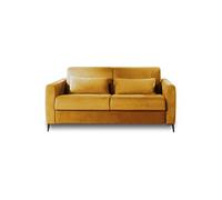 Owen - canapé lit 3 places convertible express couchage quotidien 140 cm matelas 12 cm en velours - Jaune
