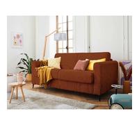 Owen - canapé lit 3 places convertible express couchage quotidien 140 cm matelas 12 cm en velours côtelé - Terracotta