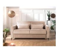 Owen - canapé lit 3 places convertible express couchage quotidien 140 cm matelas 12 cm en velours - Beige