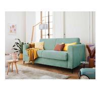 Owen - canapé lit 3 places convertible express couchage quotidien 140 cm matelas 12 cm en velours côtelé - Bleu