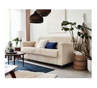 Lisa Design Canapé 3 pl Owen convertible Couchage quotidien 140cm Matelas 12cm Velours côtelé Beige