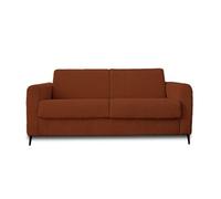 Owen - canapé lit 3 places convertible express couchage quotidien 140 cm matelas 12 cm en velours côtelé - Terracotta