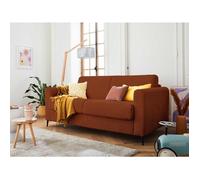 Owen - canapé lit 3 places convertible express couchage quotidien 140 cm matelas 12 cm en velours côtelé - Terracotta