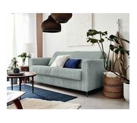 Owen - canapé lit 3 places convertible express couchage quotidien 140 cm matelas 12 cm en velours côtelé grosses côtes - Bleu