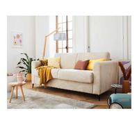 Owen - canapé lit 3 places convertible express couchage quotidien 140 cm matelas 12 cm en velours côtelé - Beige