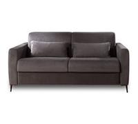 Owen - canapé lit 3 places convertible express couchage quotidien 140 cm matelas 12 cm en velours - Gris foncé