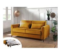 Owen - canapé lit 3 places convertible express couchage quotidien 140 cm matelas 12 cm en velours - Jaune