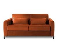 Owen - canapé lit 3 places convertible express couchage quotidien 140 cm matelas 12 cm en velours - Rouille
