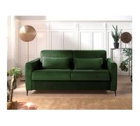 Owen - canapé lit 3 places convertible express couchage quotidien 140 cm matelas 12 cm en velours - Vert