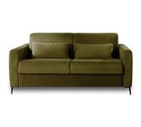 Owen - canapé lit 3 places convertible express couchage quotidien 140 cm matelas 12 cm en velours - Vert Olive Vert Olive G