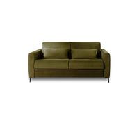 Owen - canapé lit 3 places convertible express couchage quotidien 140 cm matelas 12 cm en velours - Vert Olive