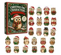 Owl Christmas Calendar - 24 Flat Ornaments, 2026 Holiday Countdown Decor | Festive Christmas Countdown Set for Kids Boys Girls Home Living Room Bedroom Office School Holiday