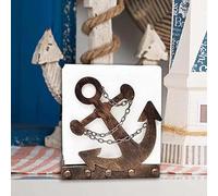 OwlGift Porte-serviettes vintage en métal avec ancre nautique et chaîne, rangement autonome pour serviettes de table, distributeur de serviettes en papier sur le thème de la marine, trieur de lettres