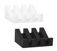 OWLMATE 2 Pièces Porte Savon Silicone Porte Savons Boîte à Savon Auto-drainant Support à Savon Porte pour Cuisine Salle de Bains Éponge Savon, Porte-Savon（Blanc+Noir）