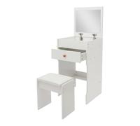Owneed Petite coiffeuse 3 en 1 pour chambre à coucher, coiffeuse avec miroir rabattable, tabouret, blanc