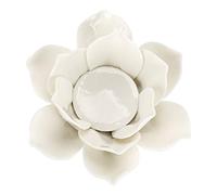 OwnMy Photophore en céramique de 11,4 cm en Forme de Fleur de Lotus avec boîte Cadeau pour décoration de Table de Noël, Mariage, fête - Blanc