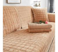 OWNPET Housse de canapé en Velours, Universelle, à Carreaux, en Peluche, antidérapante, épaisse, pour Salon, Chaude, Flanelle, Coussin, accoudoir, Serviette arrière
