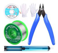 owootecc Pompe à dessouder, mèche à dessouder, pince coupe-fil à micro-cisaillement, gants antistatiques (paire), kit de bricolage d'accessoires pour fer à souder