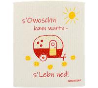 OWOSCHFETZN Lingette Éponge Camping "La vie n'attend pas" - rouge/jaune
