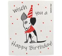 OWOSCHFETZN Lingette Éponge "Lucky Dog - Happy Birthday!" - Rouge