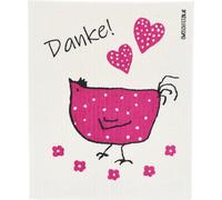 OWOSCHFETZN Lingette Éponge "Poule Berta - Merci" - Rose