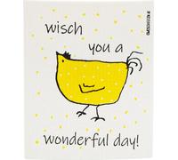OWOSCHFETZN Lingette Éponge "Poule Berta - Wonderful Day" - Jaune