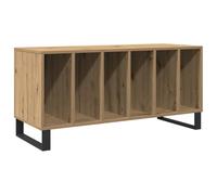 Owoxanthellate Armoire à disques vinyle en chêne Artisan - 100 x 38 x 48 cm - Table médicale rétro avec 6 compartiments pour disques vinyles et vinyles - Meuble TV bas pour le salon