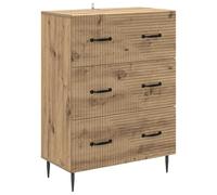 Owoxanthellate Armoire à tiroirs aspect chêne Artisan, commode avec 3 tiroirs au design vintage, buffet en bois avec poignées en métal pour salon et couloir, 66 x 34,5 x 89,5 cm