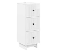 Owoxanthellate Armoire à tiroirs blanche brillante 33 x 34,5 x 90 cm - Commode moderne avec 3 tiroirs au look vintage - Armoire d'appoint fine en bois pour salon et couloir