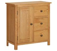 Owoxanthellate Armoire de cuisine 70 x 35 x 75 cm, buffet en chêne massif et MDF, armoire d'appoint avec 1 porte et 3 tiroirs, armoire rustique pour salon ou couloir