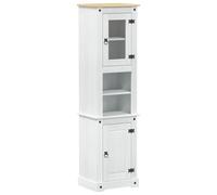 Owoxanthellate Armoire de salle de bain en pin massif Blanc 50 x 40 x 185 | Armoire haute rustique en pin avec portes en verre et finition mate pour salle de bain.