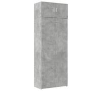 Owoxanthellate Armoire haute gris béton 80 x 42,5 x 225 cm - Armoire de rangement moderne en bois avec 6 compartiments pour salle de bain, salon et bureau - Armoire latérale polyvalente