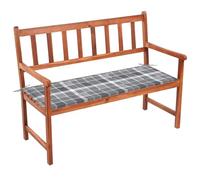 Owoxanthellate Banc de jardin en acacia 120 cm, résistant aux intempéries, surface à l'huile, rembourrage gris, pliable, balcon/terrasse