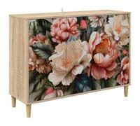 Owoxanthellate Borne Buffet en bois Sonoma 102 x 33 x 75 cm | Élégante armoire d'appoint avec 3 portes et 2 compartiments pour le salon et la salle à manger. Les pieds surélevés protègent