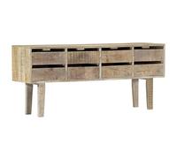 Owoxanthellate Buffet 140 x 30 x 60 cm en bois de manguier massif, commode avec 8 tiroirs, armoire en bois rustique, meuble bas comme espace de rangement pour salon, couloir ou chambre à coucher