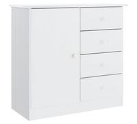 Owoxanthellate Buffet ALTA en pin massif avec tiroirs et porte, armoire de salon en blanc, 77 x 35 x 73 cm, espace de rangement pour couloir et salon