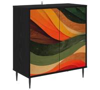 Owoxanthellate Buffet BONN noir aspect chêne 69 x 33 x 76 cm | Buffet compact avec 2 portes et compartiment pour salon et couloir, pieds stables pour une meilleure circulation de l'air.