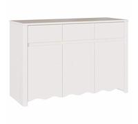 Owoxanthellate Buffet Drammen blanc, commode en pin massif, 114 x 43 x 75,5 cm, buffet avec 3 tiroirs et 3 portes pour salon et salle à manger