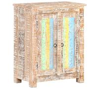 Owoxanthellate Buffet en bois d'acacia brut, commode avec 2 portes au look rétro, petite armoire d'appoint pour salon et couloir, bois massif avec finition teintée, 61 x 35 x 76 cm