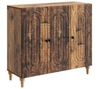 Owoxanthellate Buffet en bois vieilli, 89 x 34,5 x 80 cm, commode avec 3 portes, armoire polyvalente moderne en bois pour salon, cuisine et bureau, buffet stable au design industriel