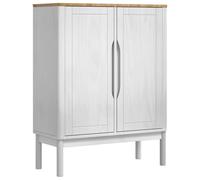 Owoxanthellate Buffet Floro blanc 70 x 30 x 70,5 cm Commode en pin massif avec 2 portes Buffet moderne pour salon, chambre à coucher et couloir Armoire d'appoint simple