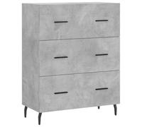 Owoxanthellate Buffet gris béton - 69,5 x 34 x 90 cm - Commode avec 3 tiroirs - Buffet moderne en bois avec pieds en métal - Meuble d'appoint stable pour salon, couloir et bureau