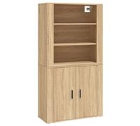 Owoxanthellate Buffet haut en chêne Sonoma - Armoire en bois pour salon et couloir - 80 x 33 x 150 cm - Armoire polyvalente moderne avec beaucoup d'espace de rangement et montage mural